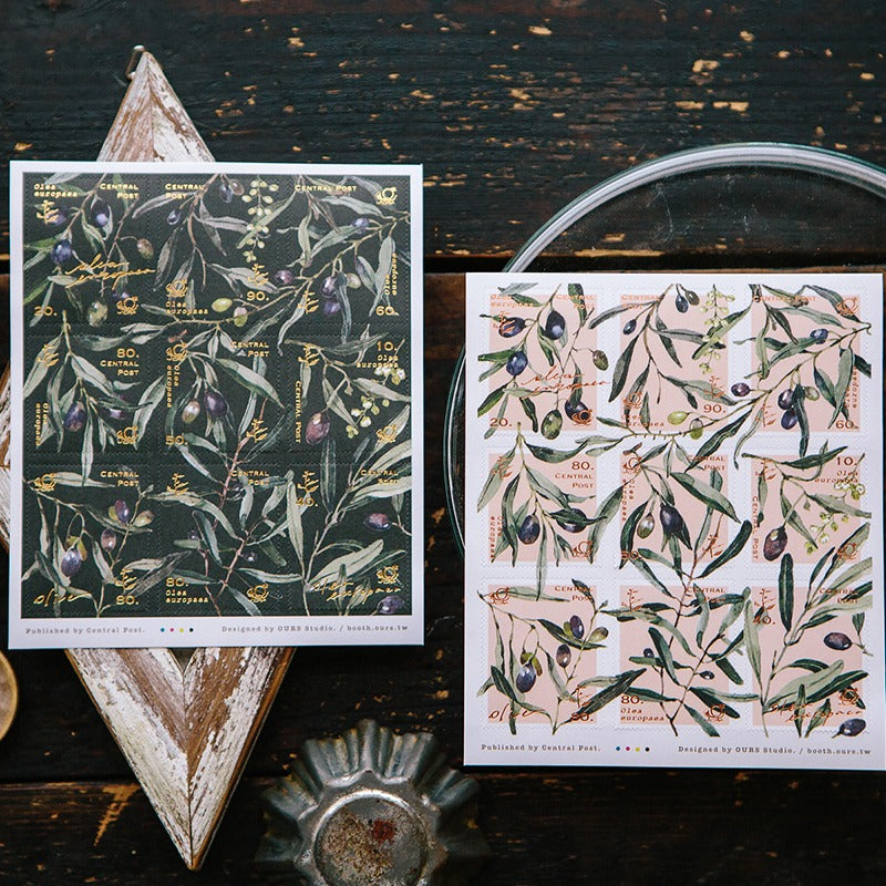 Olive Branches Stamp Style Sticker