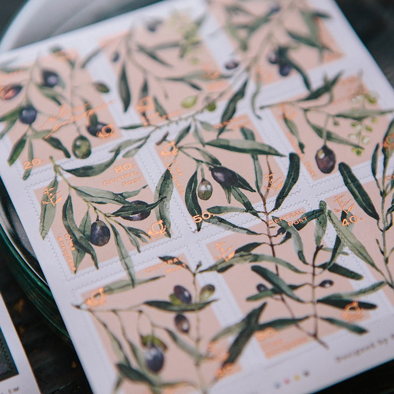 Olive Branches Stamp Style Sticker