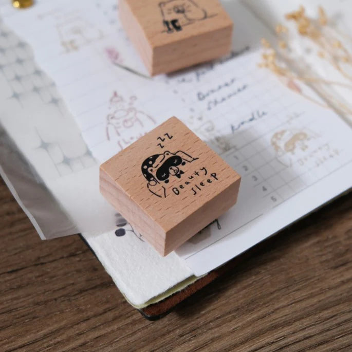 Beary Ordinary Days 04 Beauty Sleep stamp with a cartoon bear design on a notebook page
