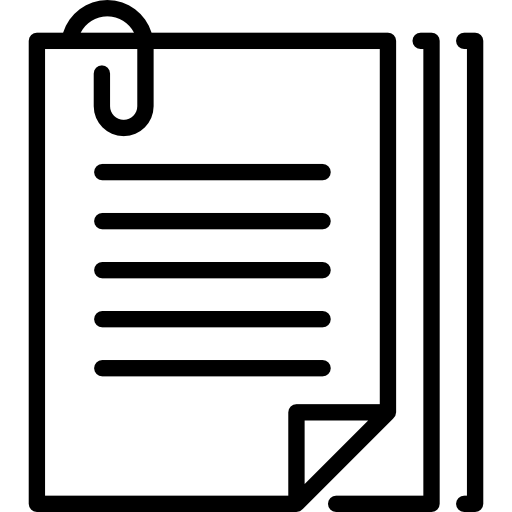 Icon of a document with a clip on a white background