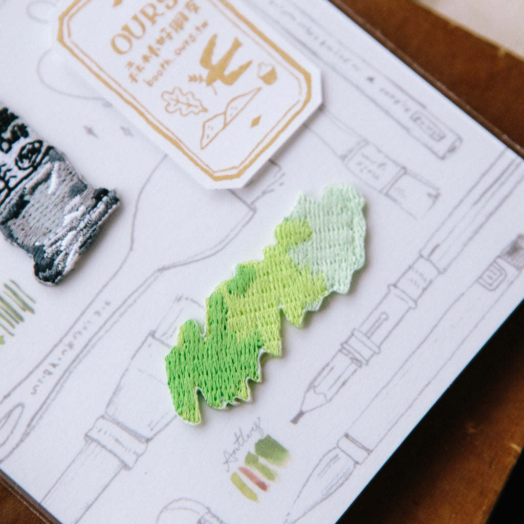 Green Watercolor Embroidery Sticker