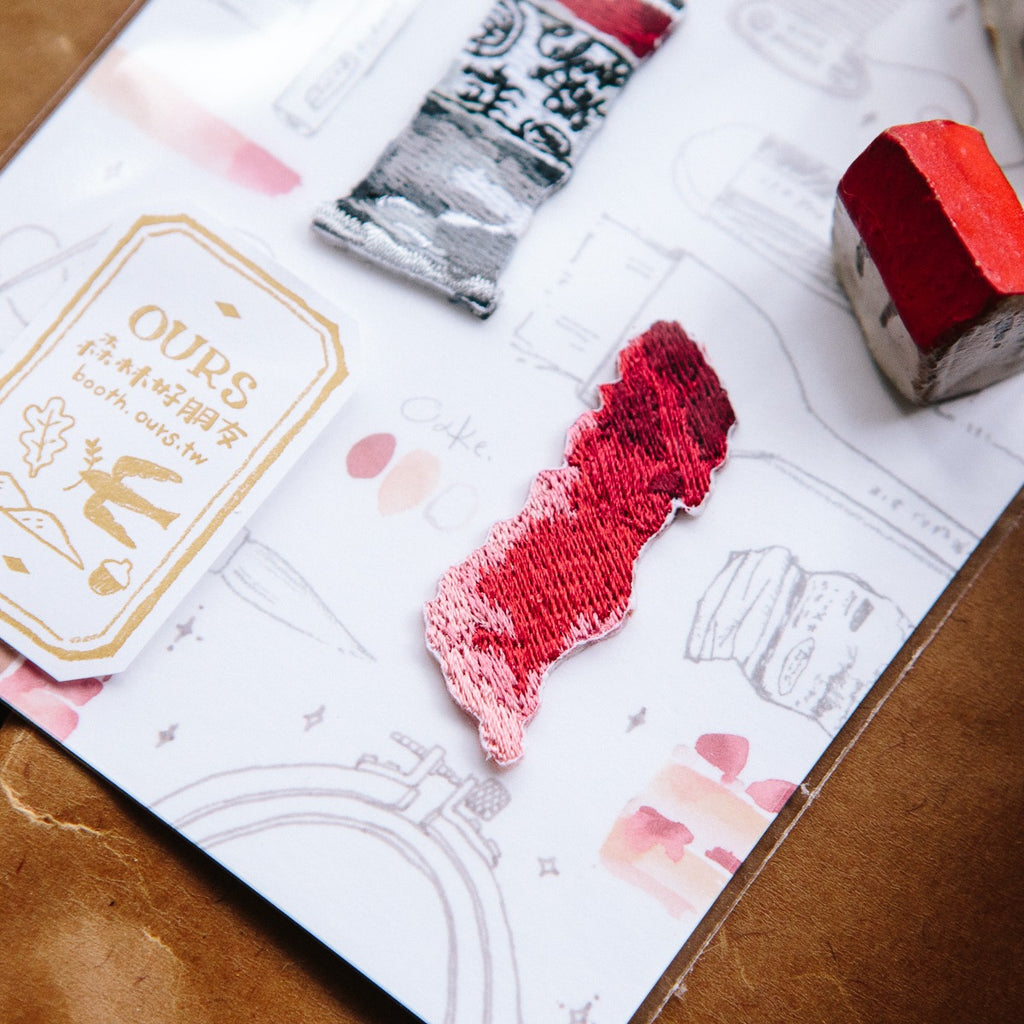 Red Watercolor Embroidery Sticker