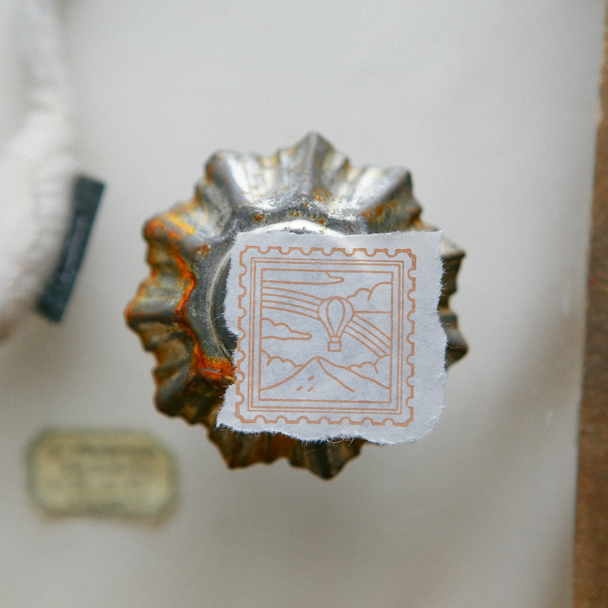 Sunny Day Rubber Stamp by OURS Studio — metal-handled stamp with a printed design, for journaling