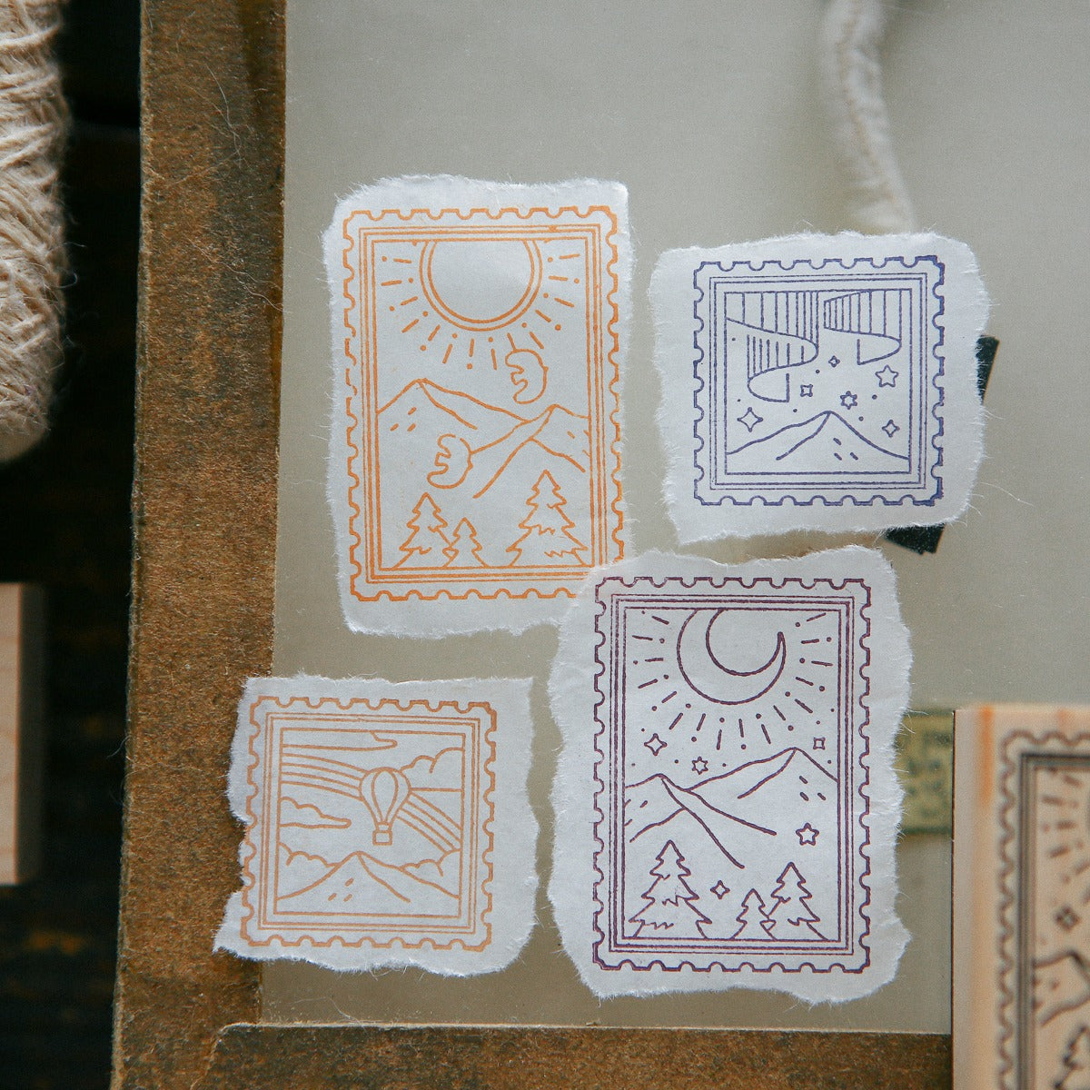 Sunny Day Rubber Stamp by OURS Studio — four celestial-and-nature design stamps, for journaling