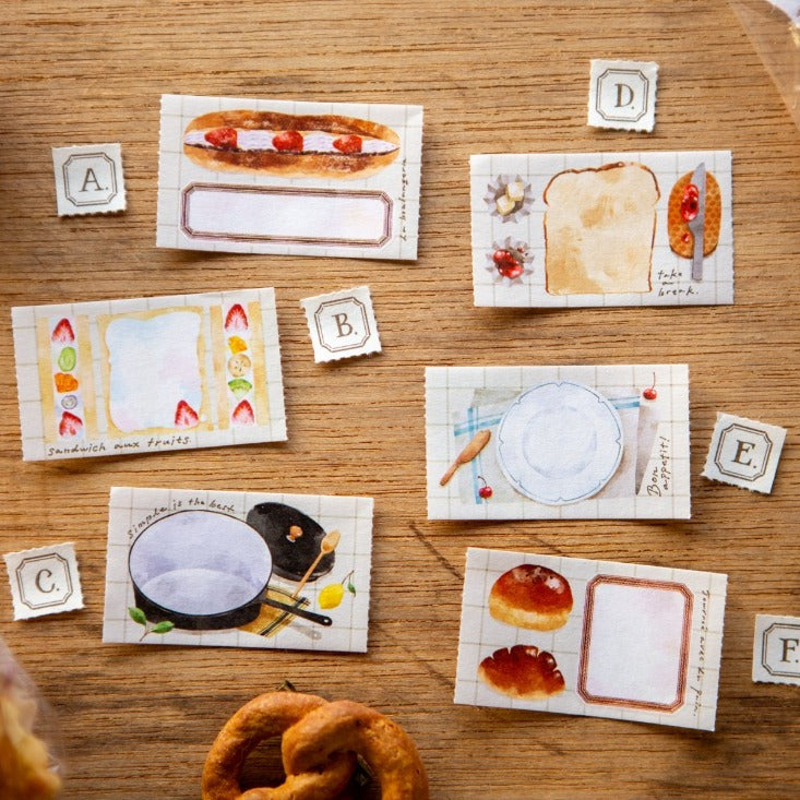 Sweet Hours Label Sticker Tape by OURS Studio — food-illustration label tape cards, for journaling