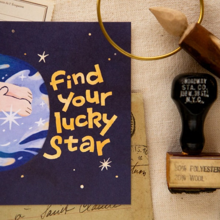 I Found a Star Post Card by OURS Studio — hand holding a star, lucky-star postcard, for journaling & mail