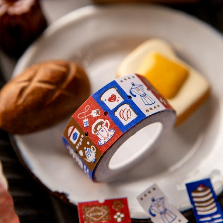 Milk Tea and Honey Label Sticker Tape by OURS Studio — food-design label tape on a plate, for journaling