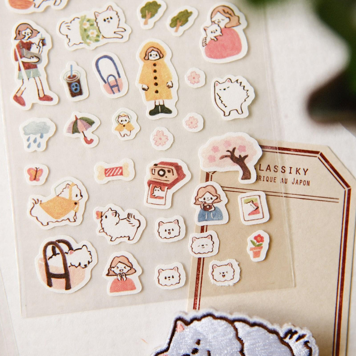 Collection of cute illustrated stickers on a white background with 'LASSIKY' branding.