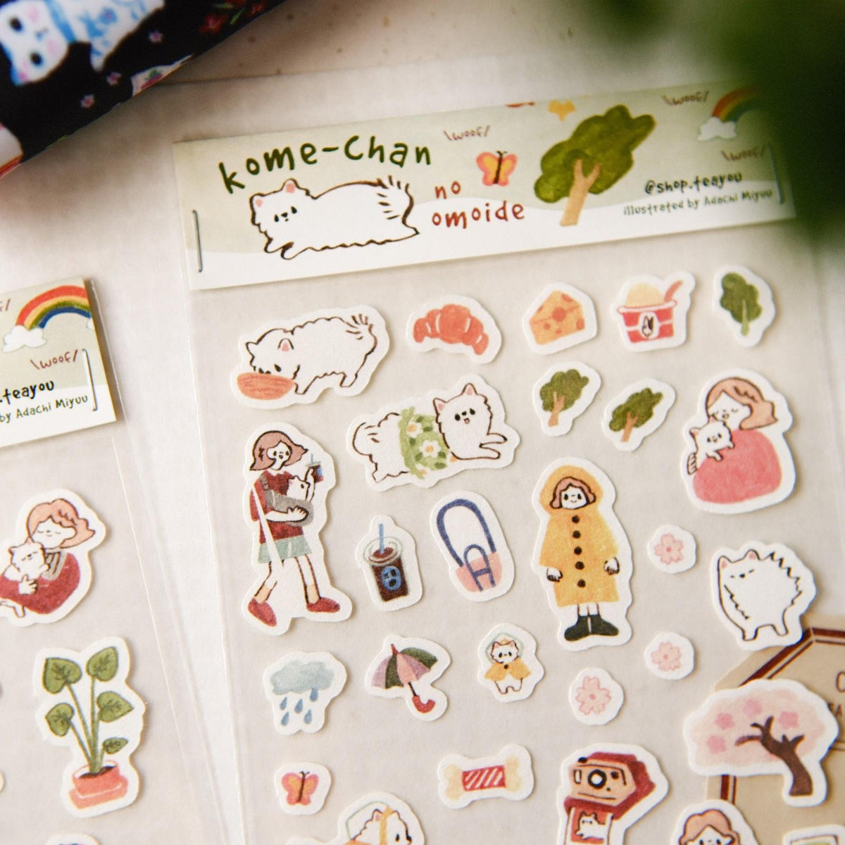 Collection of cute illustrated stickers on a plain background
