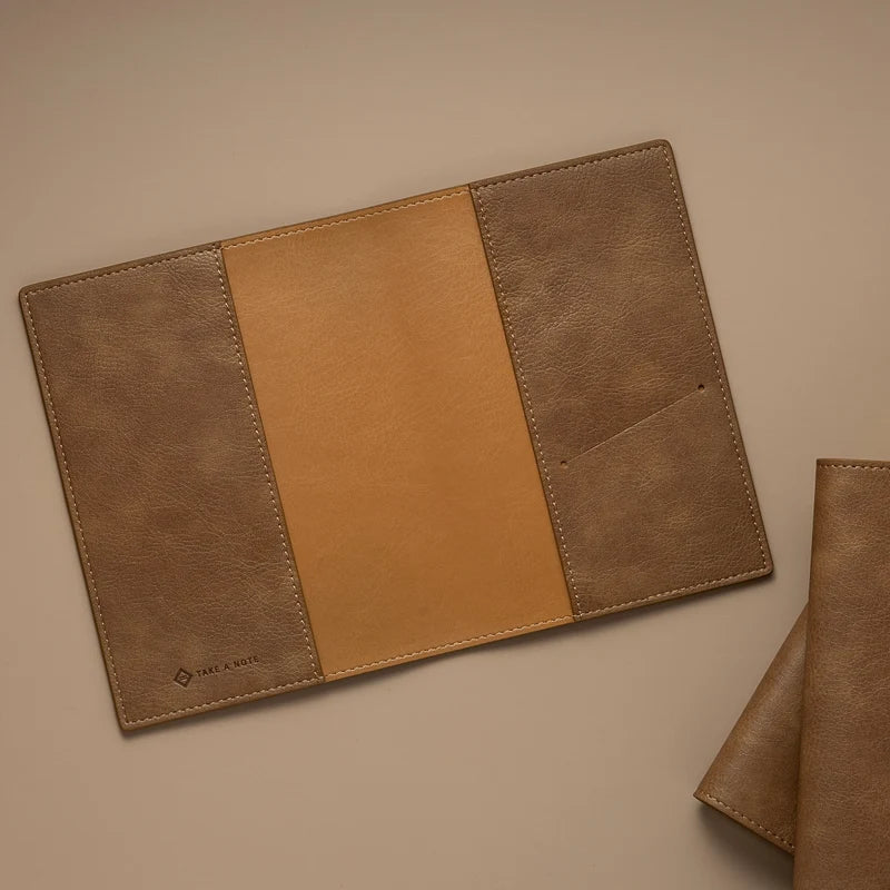 Kurumi Planner PU Cover by Take a Note — cover opened to show interior and card pocket, for journaling