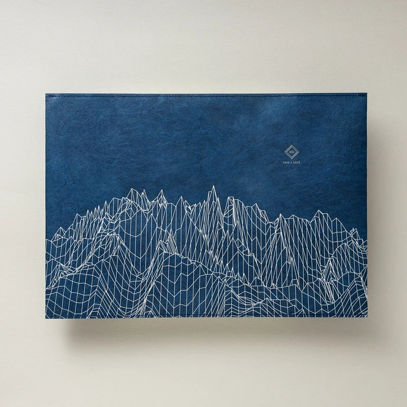 Reverberation Tyvek Book Cover by Take a Note — mountain line-art design detail, for journaling