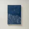 Reverberation Tyvek Book Cover by Take a Note — navy Tyvek cover with white mountain line art, for journaling