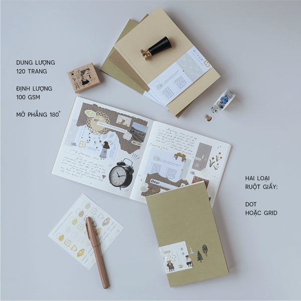 Soft Cover Notebook B/rew Series - Square Size | Genmaicha (yellow)