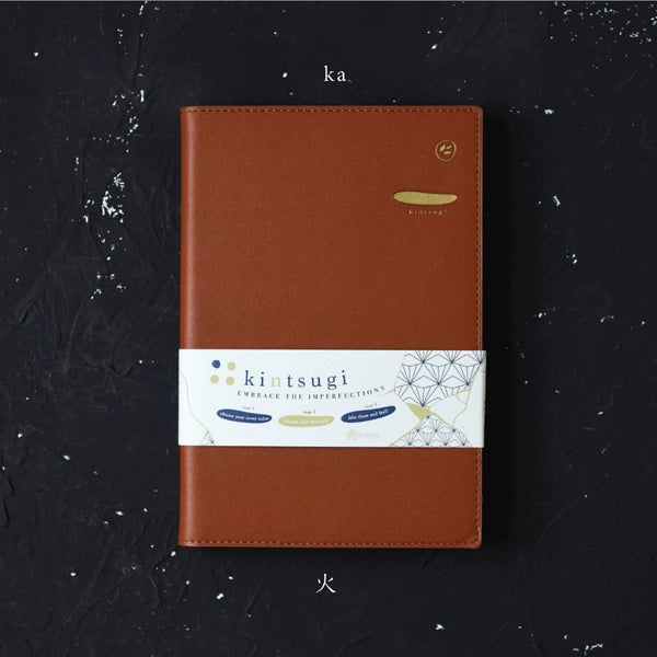 Kintsugi - PU leather notebook with hidden magnet | Ka (Red)