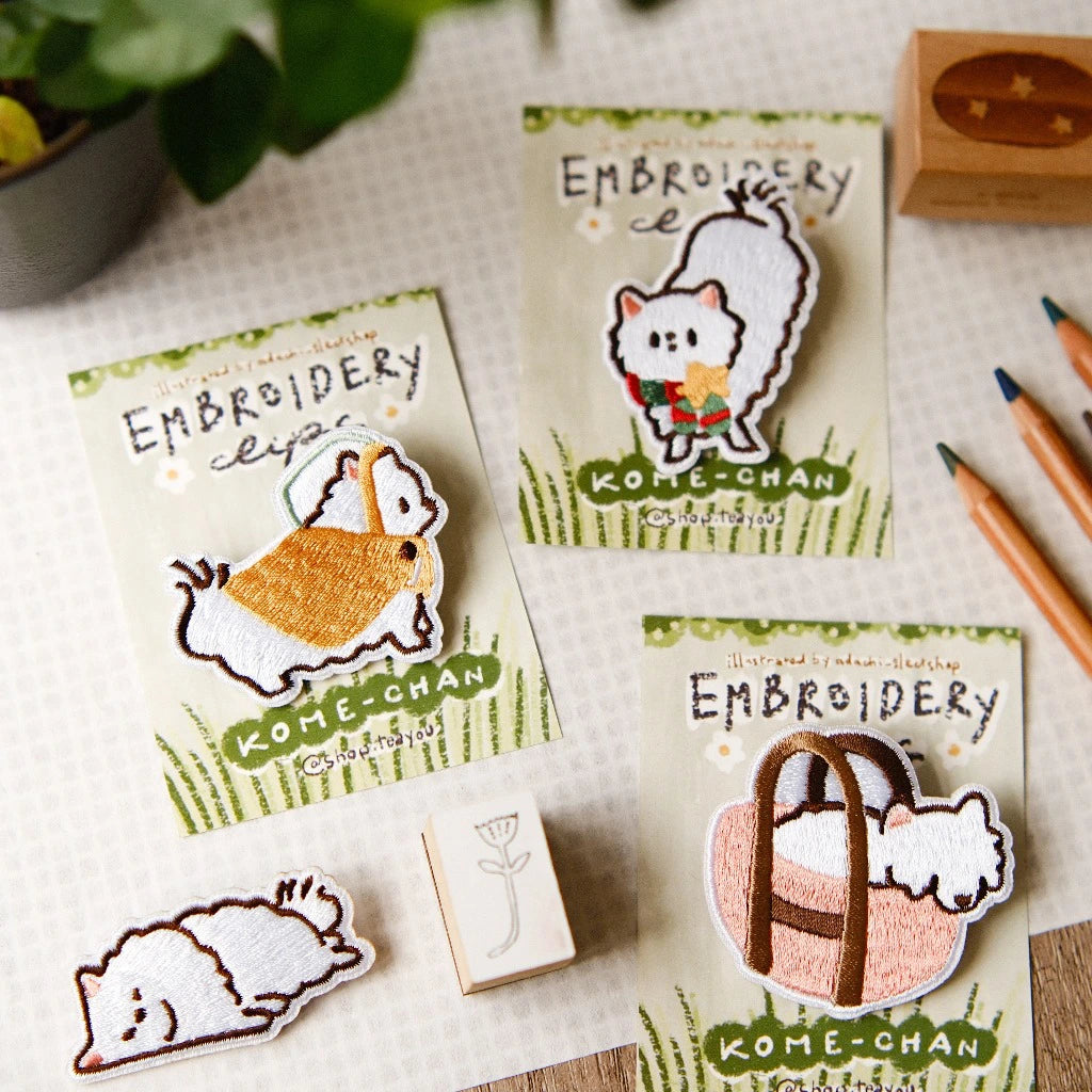 Embroidery Patches 'Kome-chan' | Clip-on type